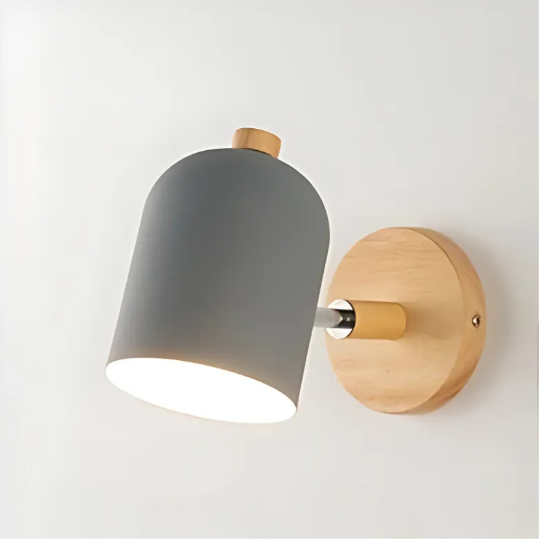 Applique da parete a cilindro in legno scandinavo LED 1 luce