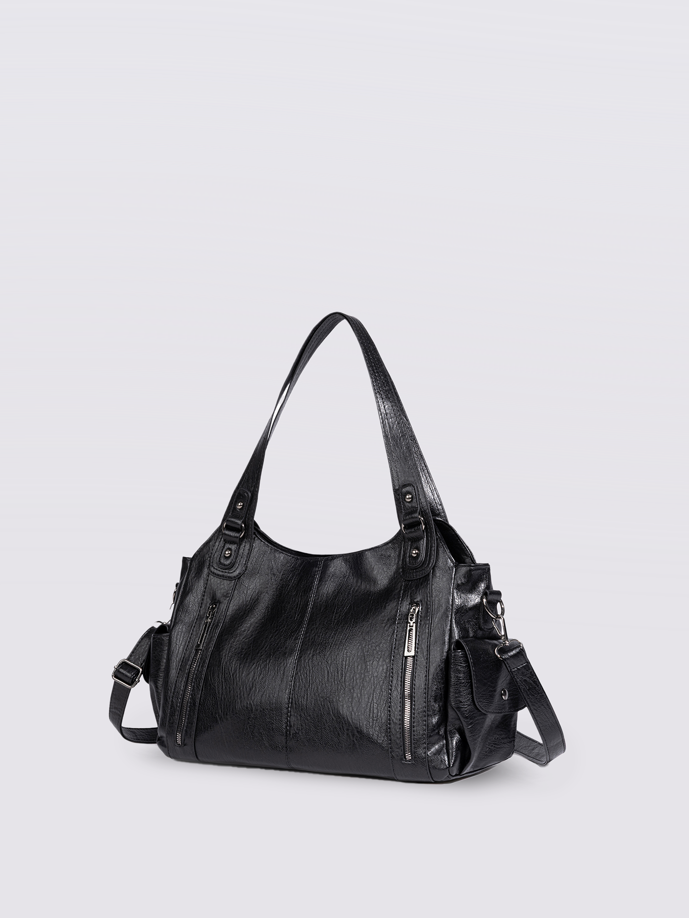 Alltags-Eleganz | Schwarze Ledertasche zum Tragen