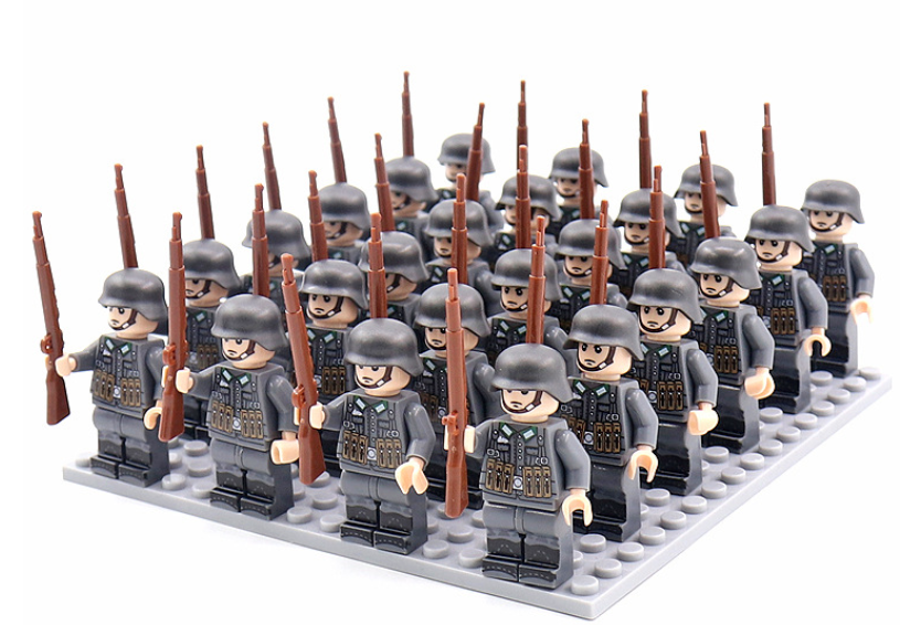 21-teiliges Set WWII Armee Militärbausteine Deutschland Frankreich Italien Japan Großbritannien