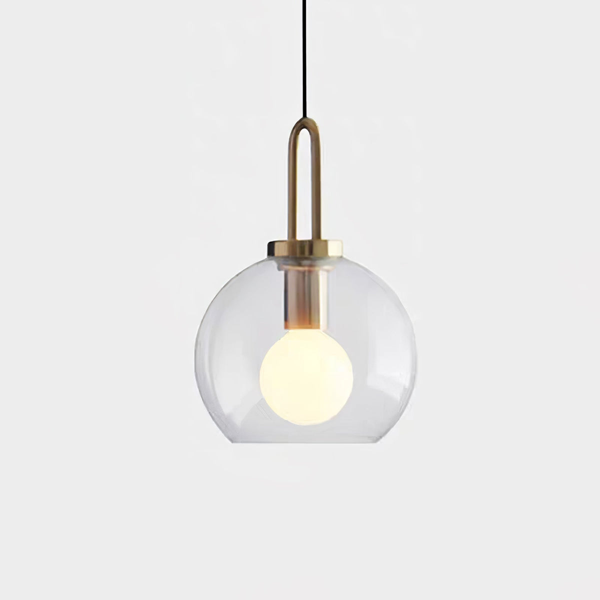 Lampadario moderno cilindrico in vetro e ottone a 1 luce