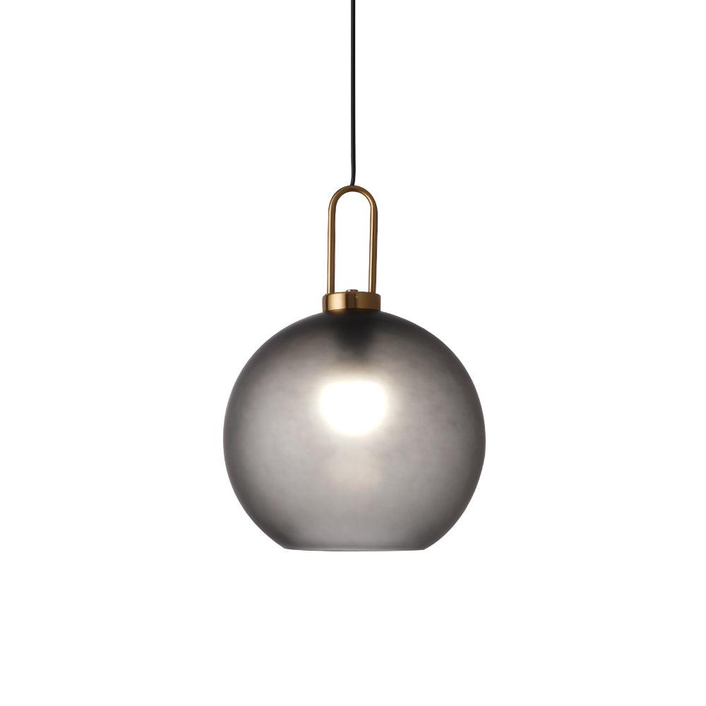 Lampadario moderno cilindrico in vetro e ottone a 1 luce