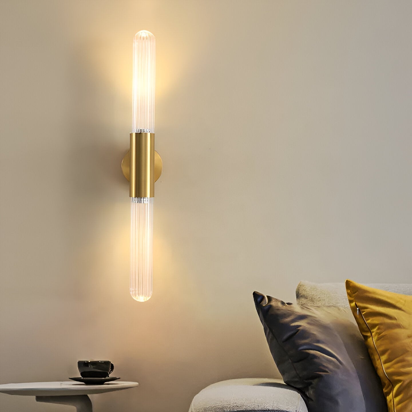Aplique de pared nórdico de latón con vidrio efecto ondas de agua LED de 1 luz