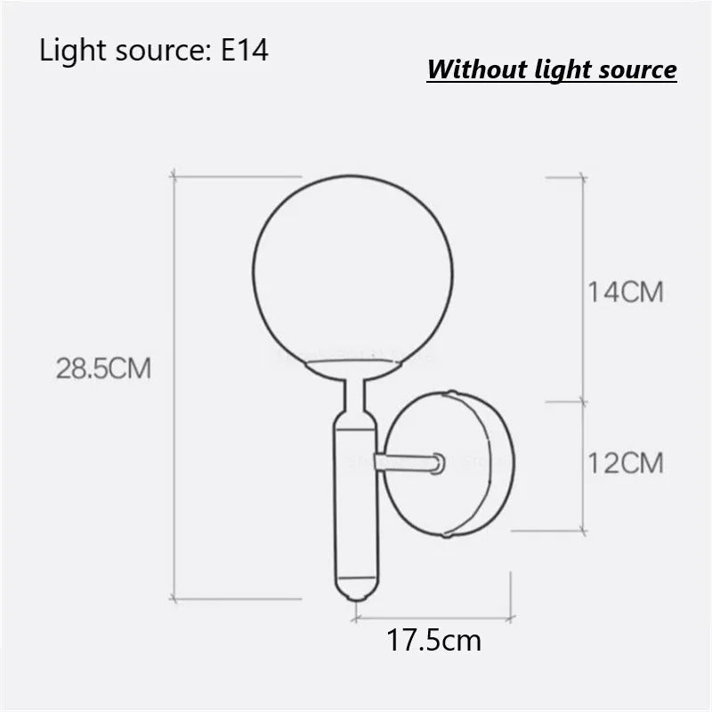 Nordic Brass Glass Globe Wall Sconce LED 1-Light
