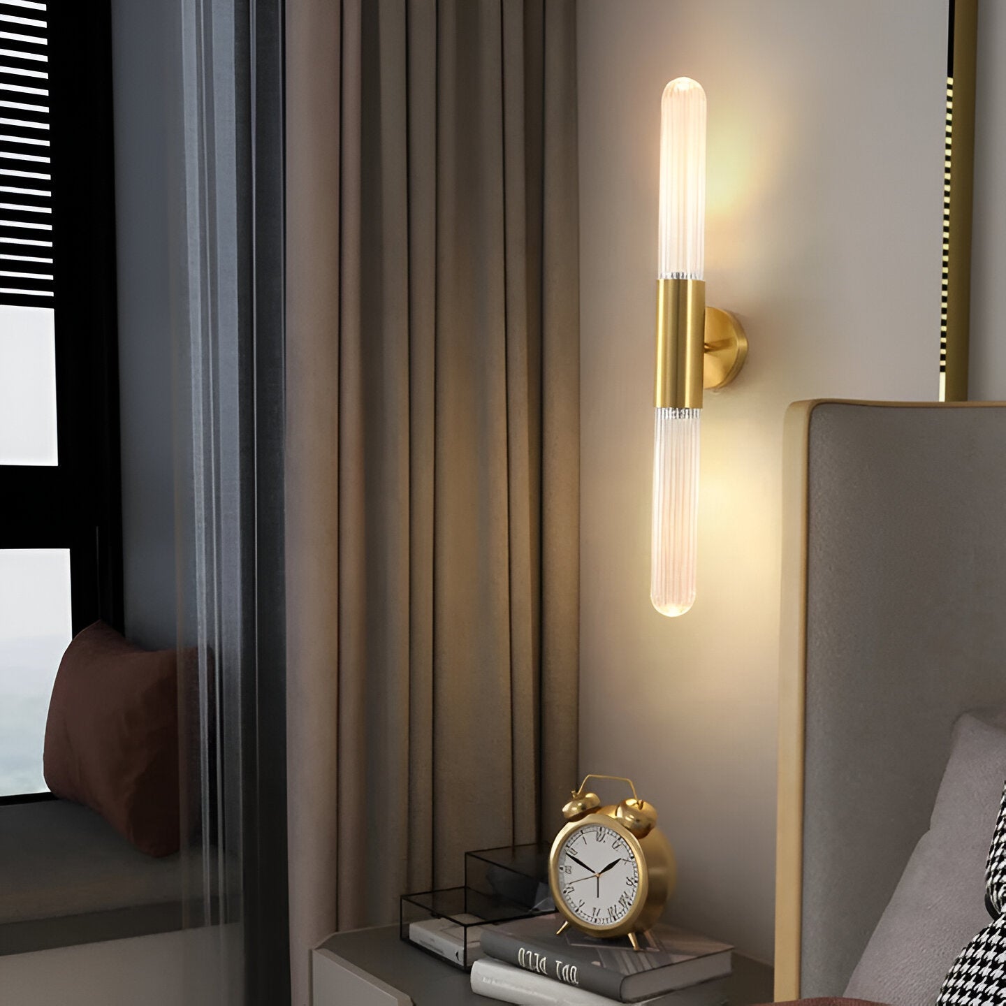 Aplique de pared nórdico de latón con vidrio efecto ondas de agua LED de 1 luz