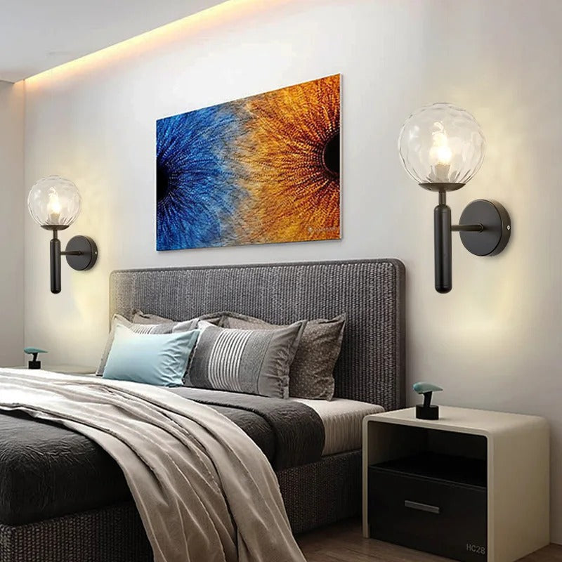 Aplique de pared nórdico de latón con globo de vidrio LED de 1 luz