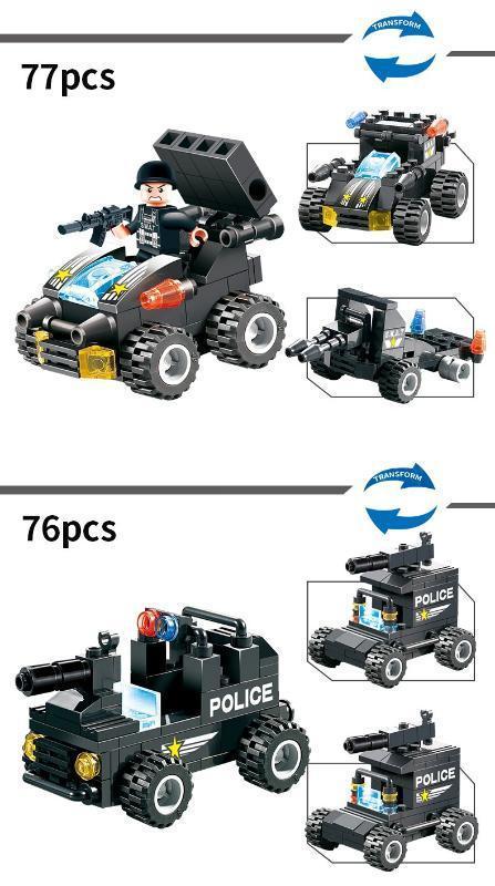 8 IN 1 City Police Truck Station Building Block Series SWAT Toy Gift For Kids