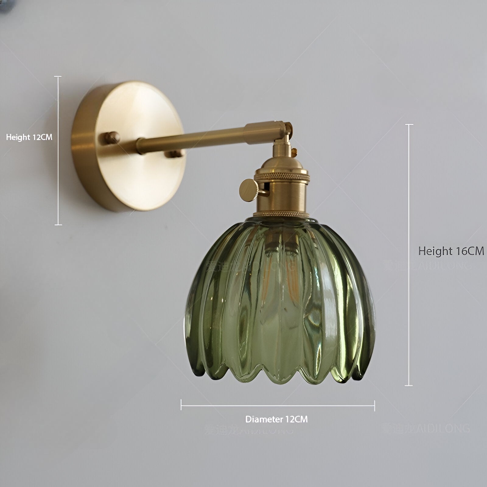 Applique da parete vintage in ottone con vetro a tulipano 1 luce