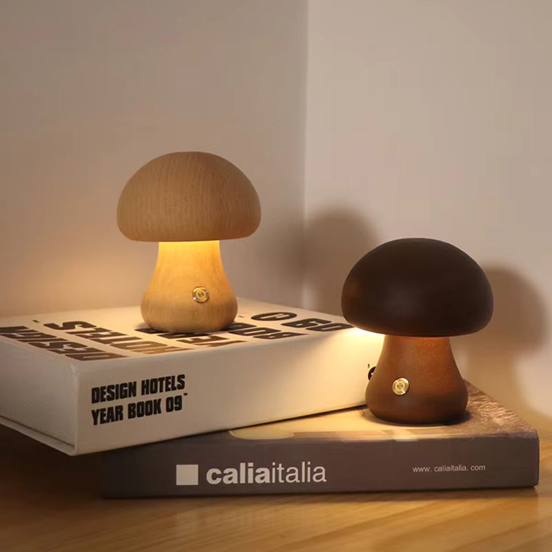 Moderne houten paddenstoel LED-tafellamp, 1-licht