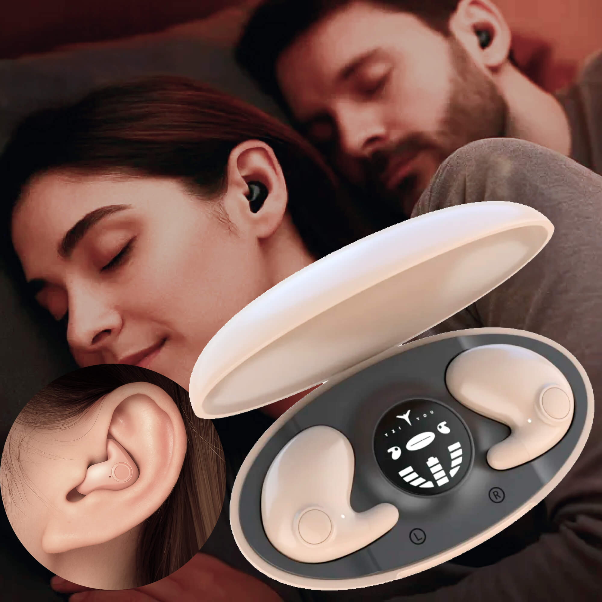 Auriculares inalámbricos invisibles para dormir con cancelación de ruido para quienes duermen de lado