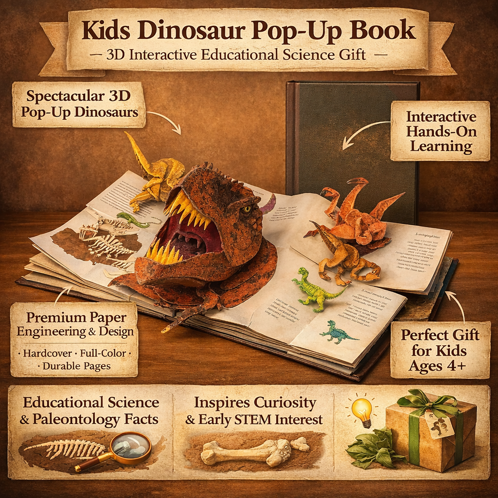 Kinder Dinosaurier Pop-up Buch - 3D interaktives pädagogisches Wissenschaftsgeschenk