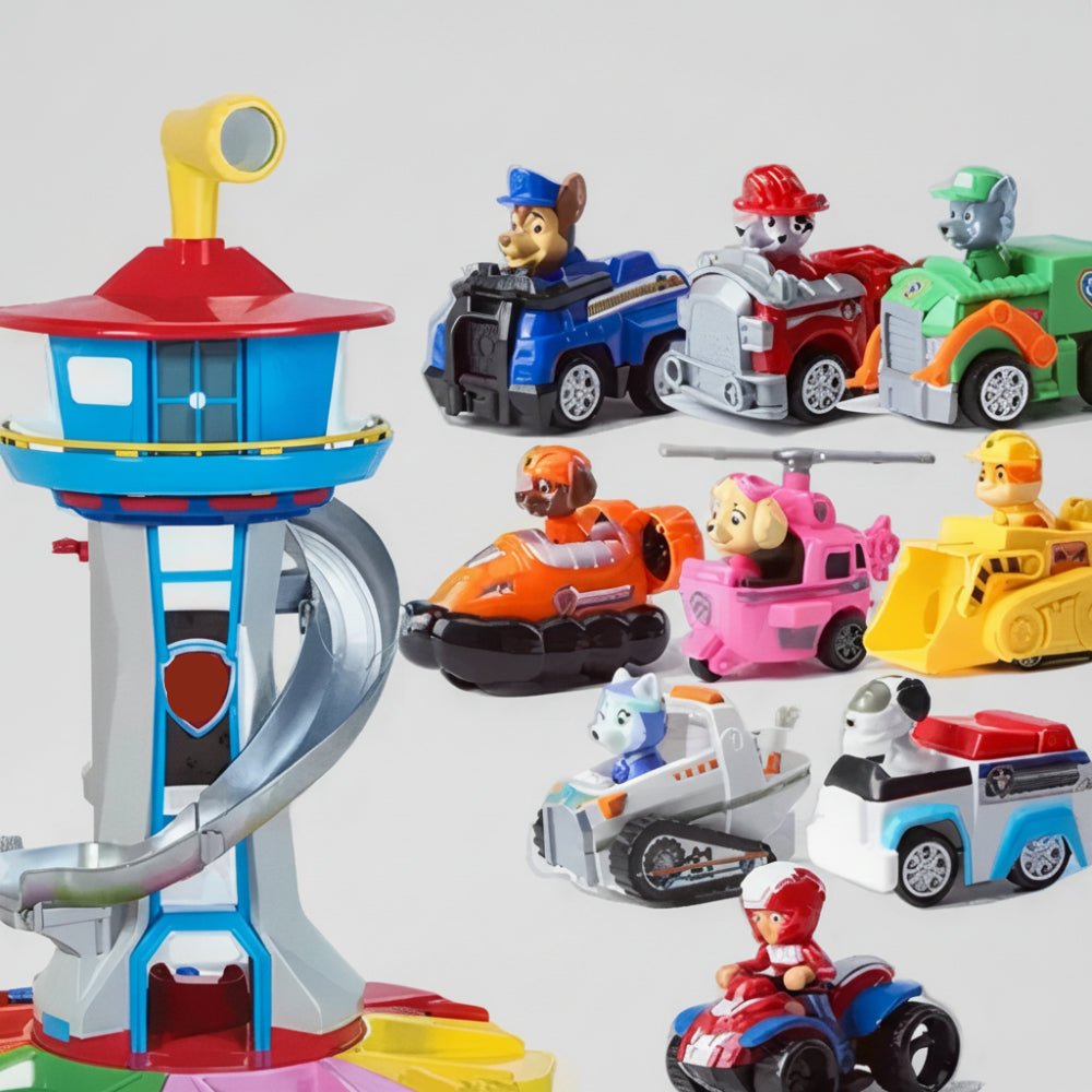 Kinderspielset mit Rutsche, Turm und Autos, robust für drinnen und draußen  