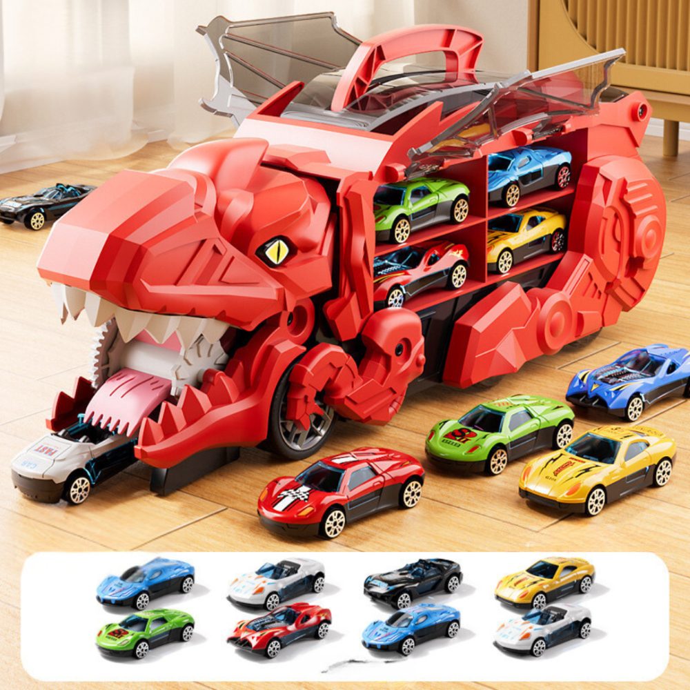 Kinder Spielzeug Dinosaurier LKW Auto-Träger Spielset Aufbewahrung Transformierbar