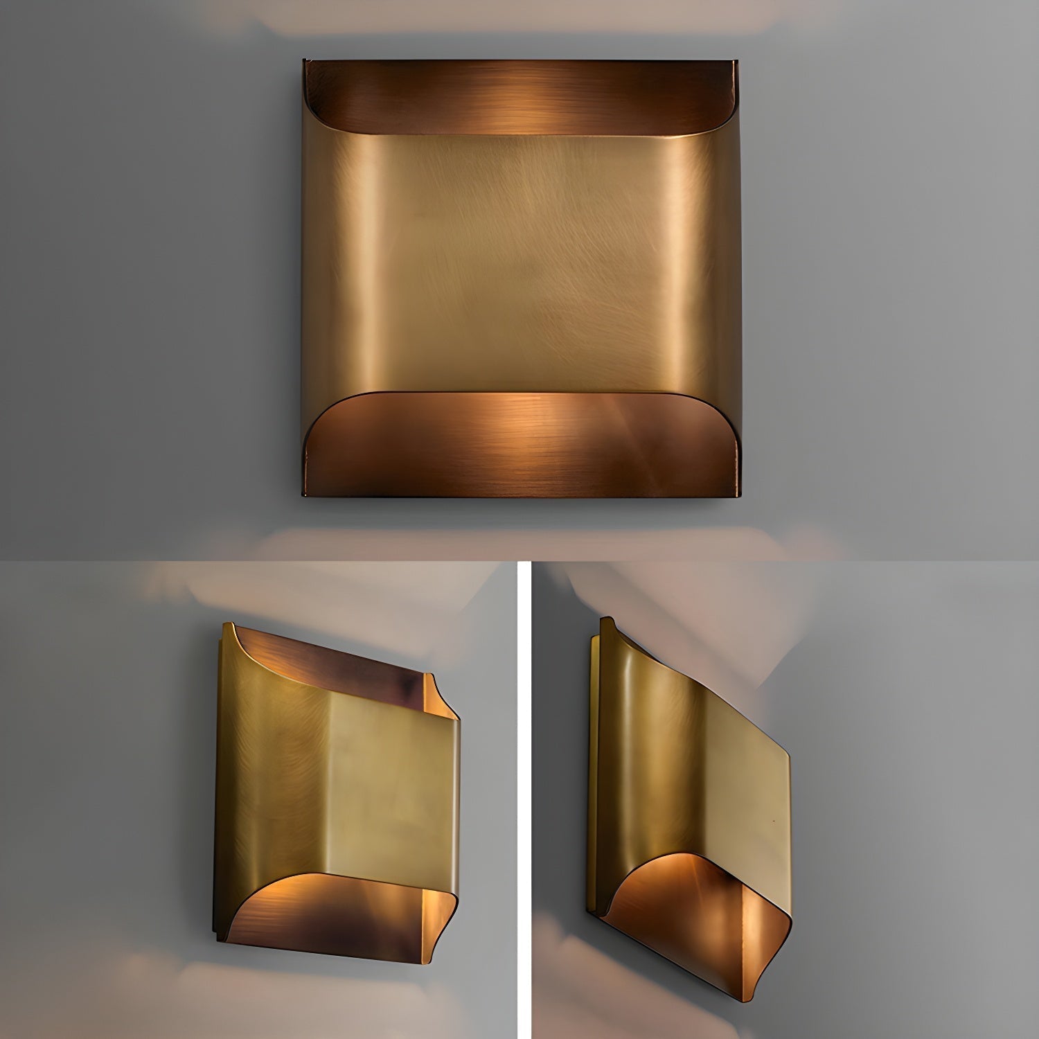 Applique da parete moderna curva in ottone con LED a 1 luce