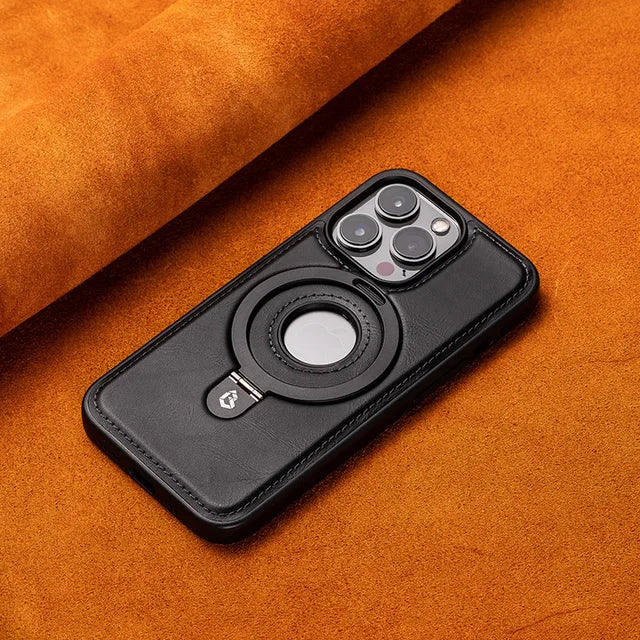 Leather Magnetic iPhone Case | Slim Cover with Ring Holder