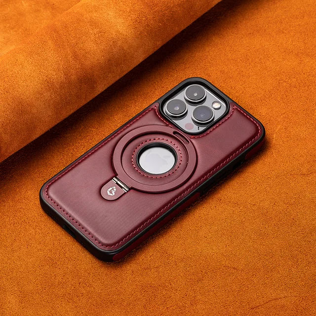 Leather Magnetic iPhone Case | Slim Cover with Ring Holder