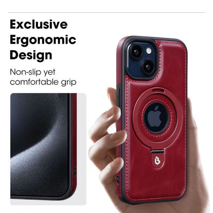 Leather Magnetic iPhone Case | Slim Cover with Ring Holder