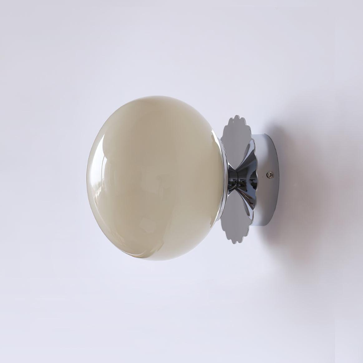 Vintage messing bolvormige glazen wandlamp 1-licht