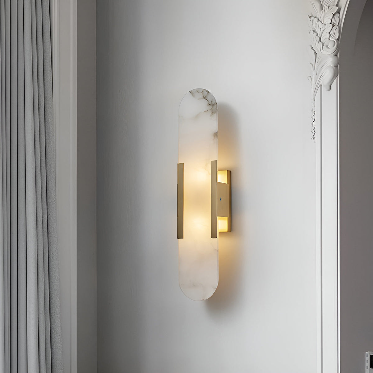 Moderner Alabaster verlängerter Marmor-LED-Wandleuchter 2-Flammig