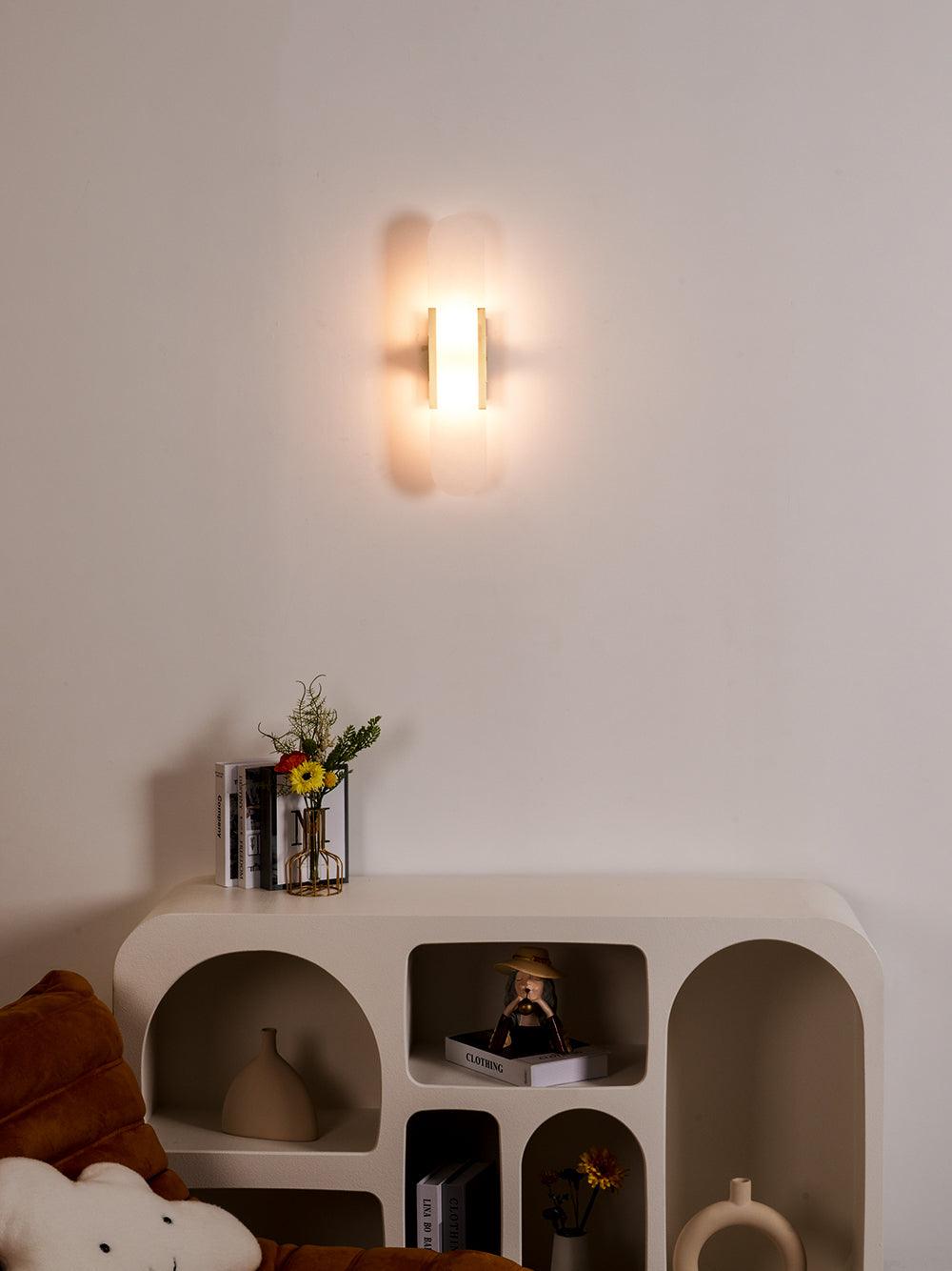 Modern Alabaster Elongated Marble LED Wall Sconce 2-Light