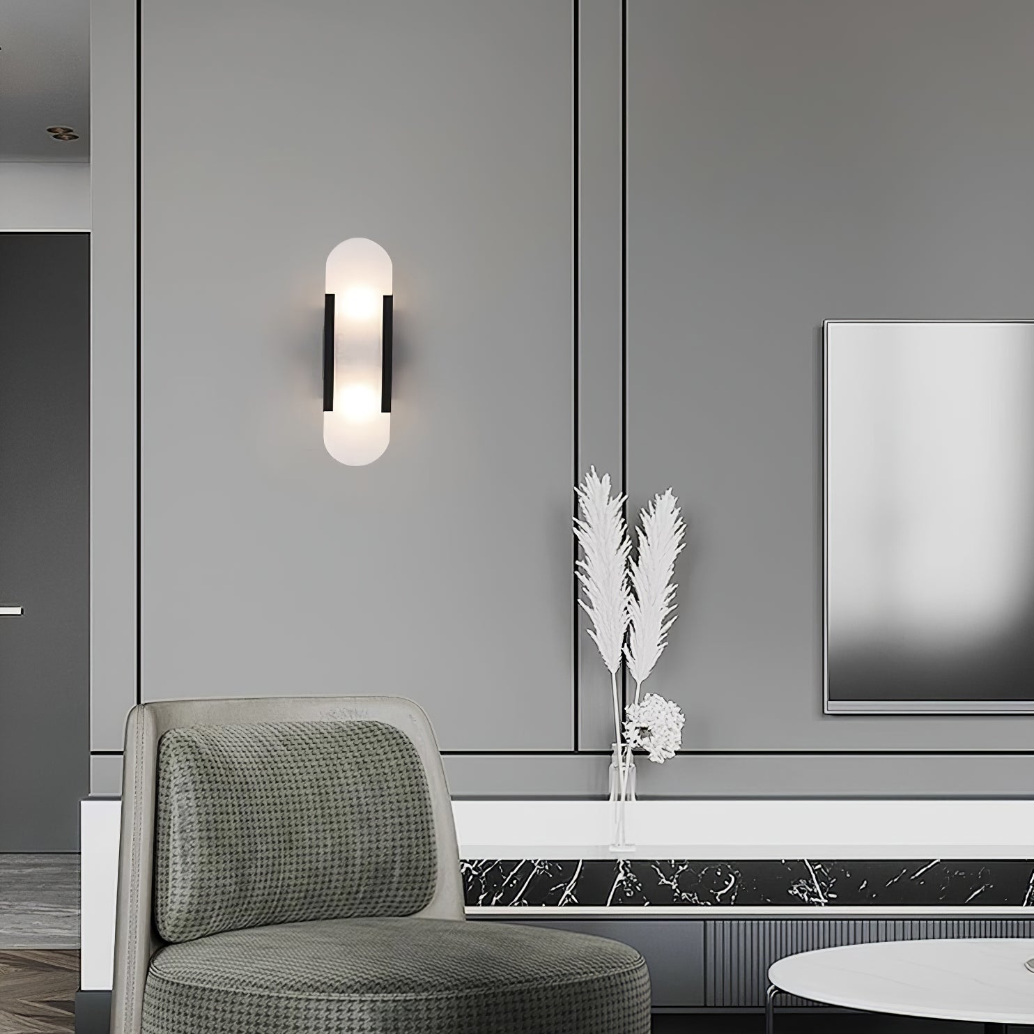 Modern Alabaster Elongated Marble LED Wall Sconce 2-Light