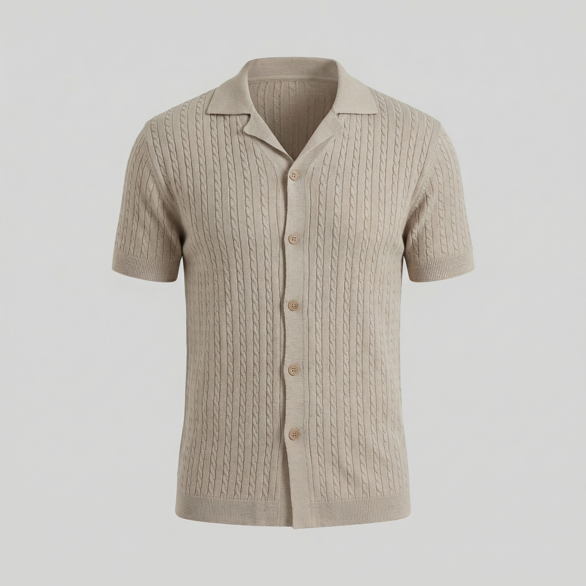 Men's Cable Knit Short Sleeve Shirt