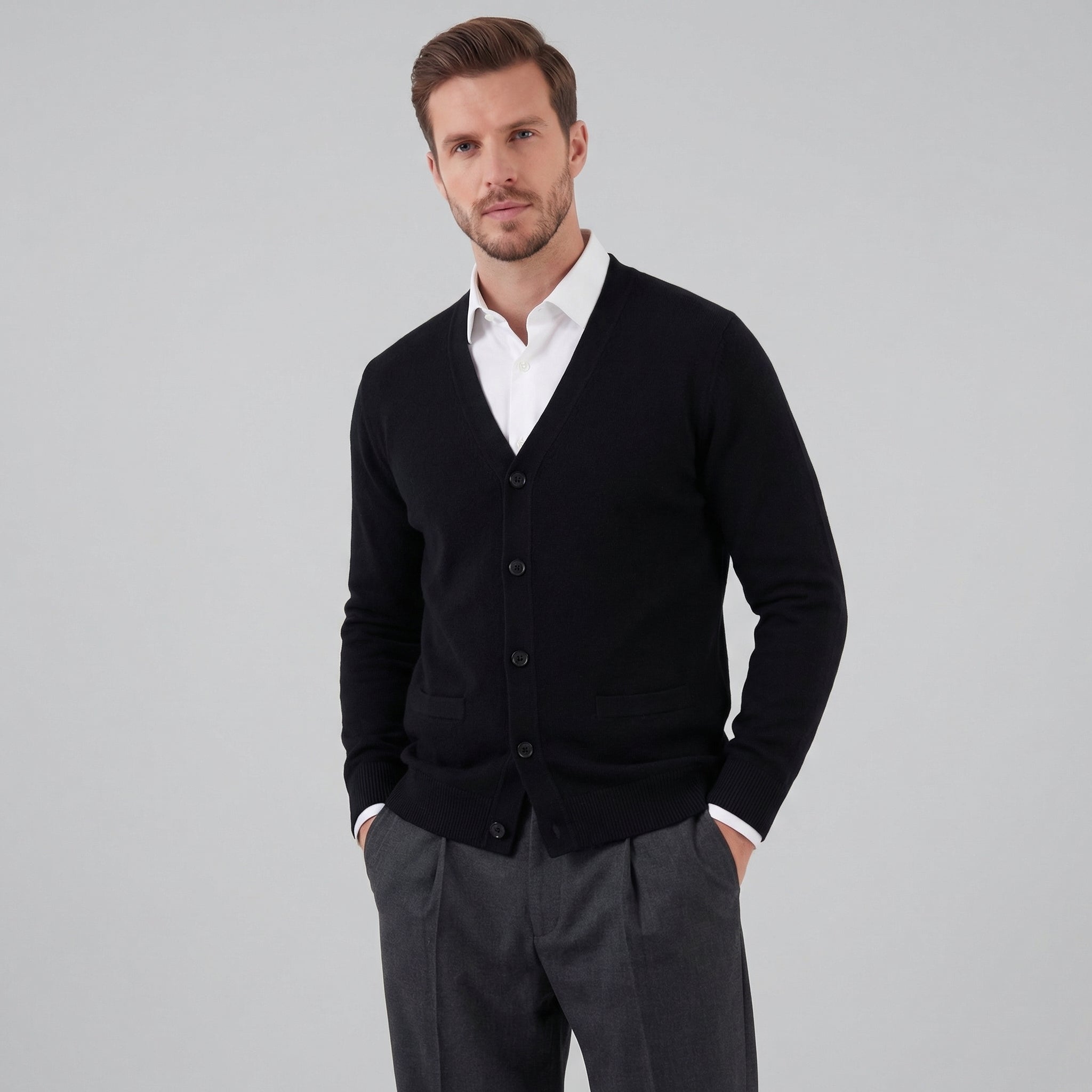 Cárdigan Casual de Cuello en V para Hombre