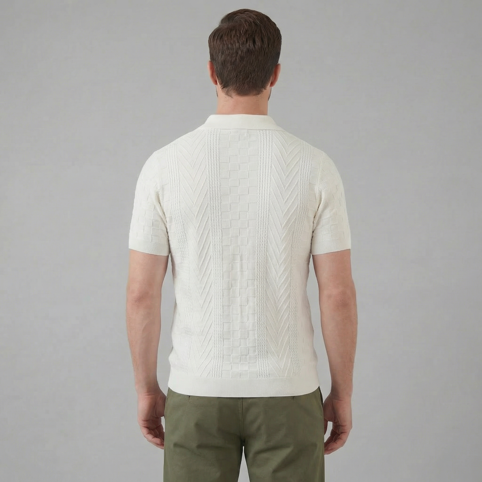 Men's Jacquard Polo Shirt - Slim Tailored Fit