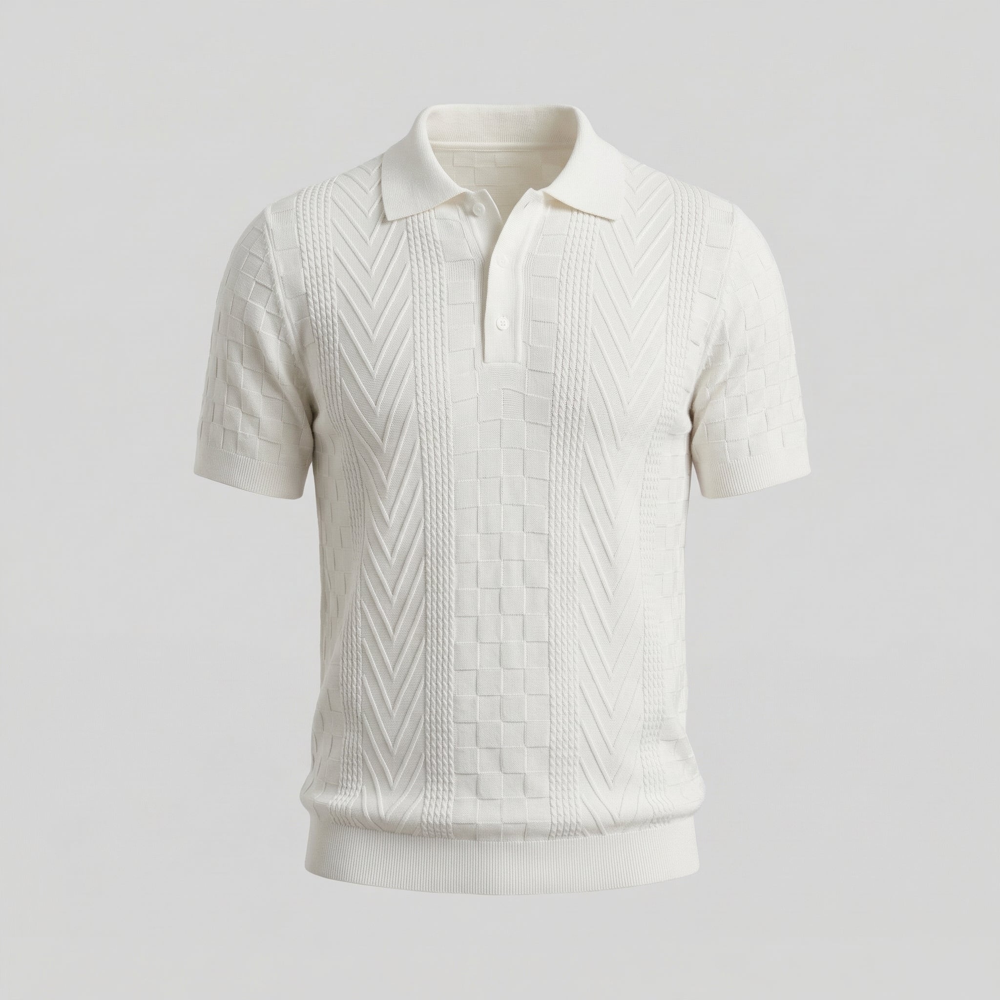 Men's Jacquard Polo Shirt - Slim Tailored Fit
