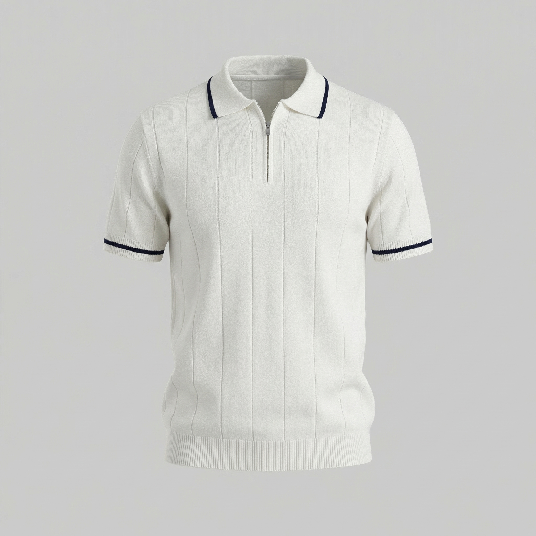 Men's Knit Polo Shirt with Retro Accents