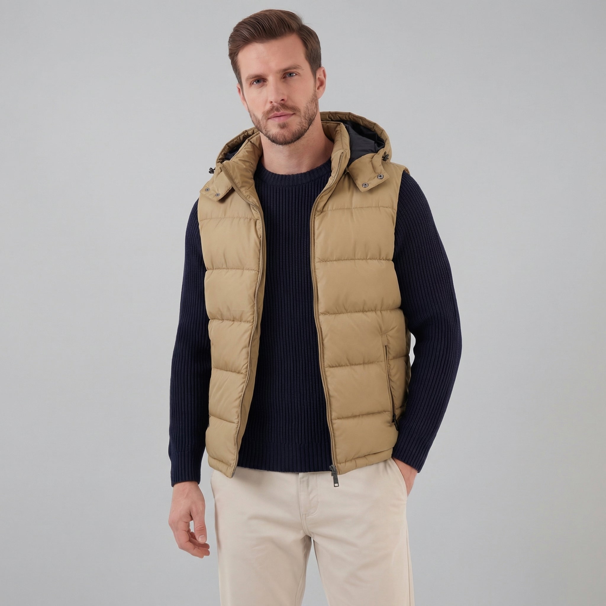 Men's Padded Body Warmer Vest with Hood