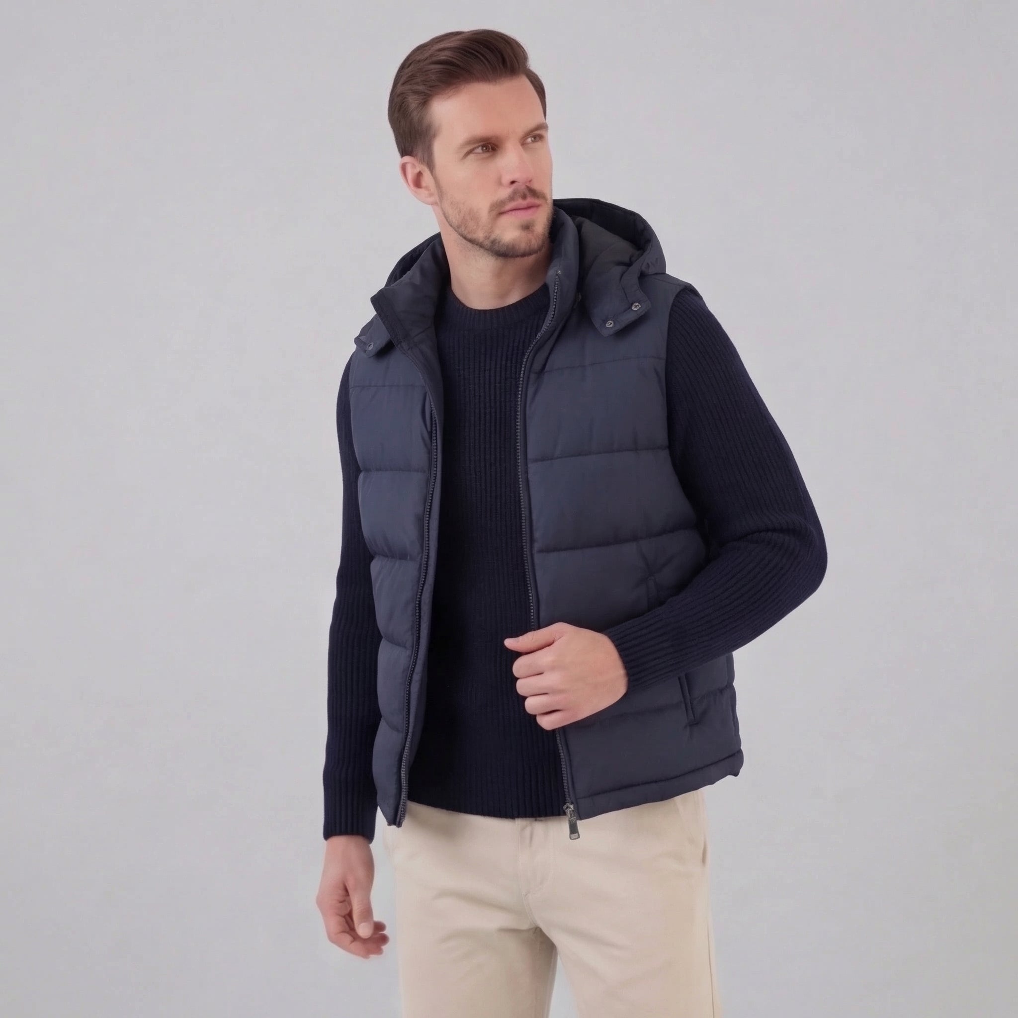 Men's Padded Body Warmer Vest with Hood