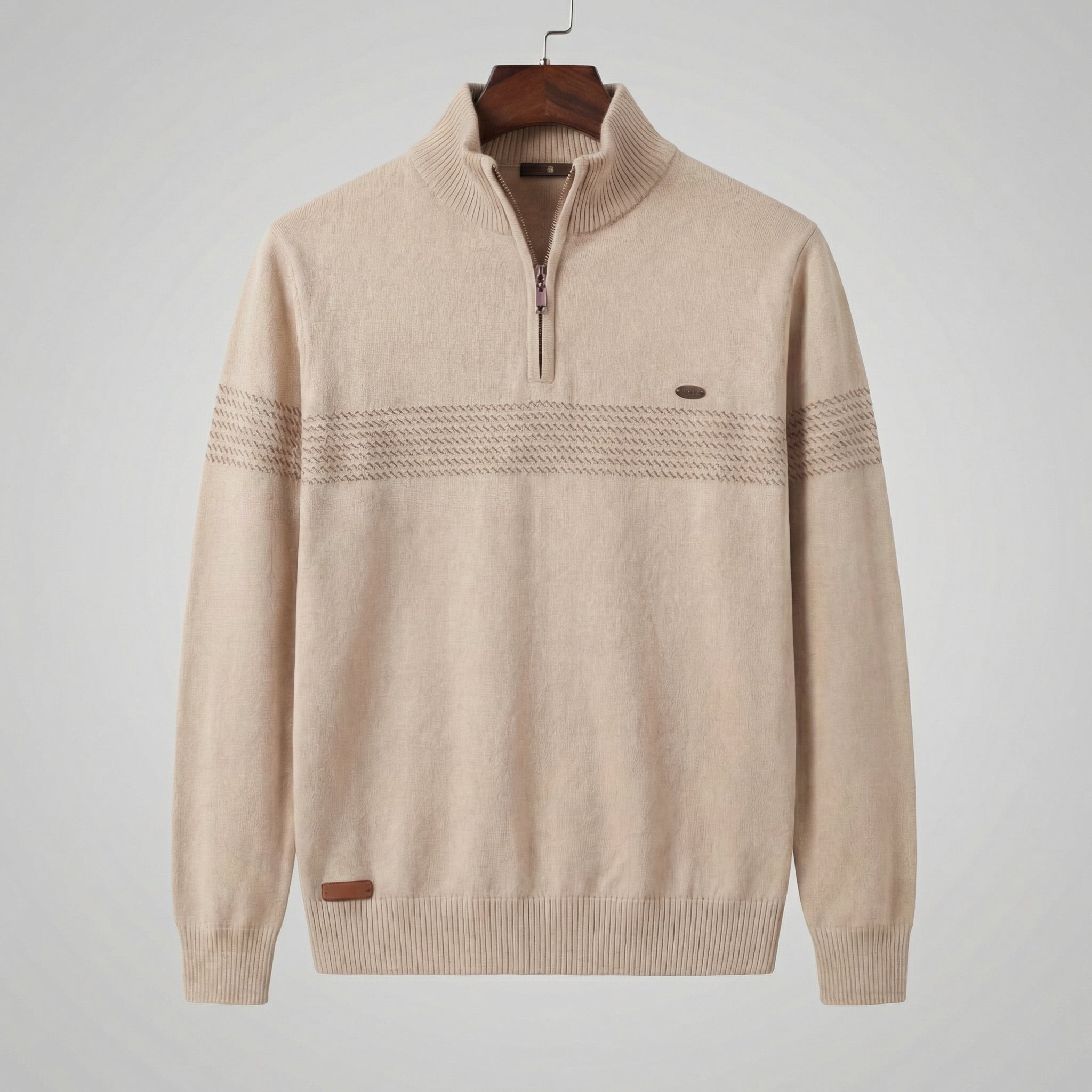 Men's Quarter Zip Sweater with Stripe Detail