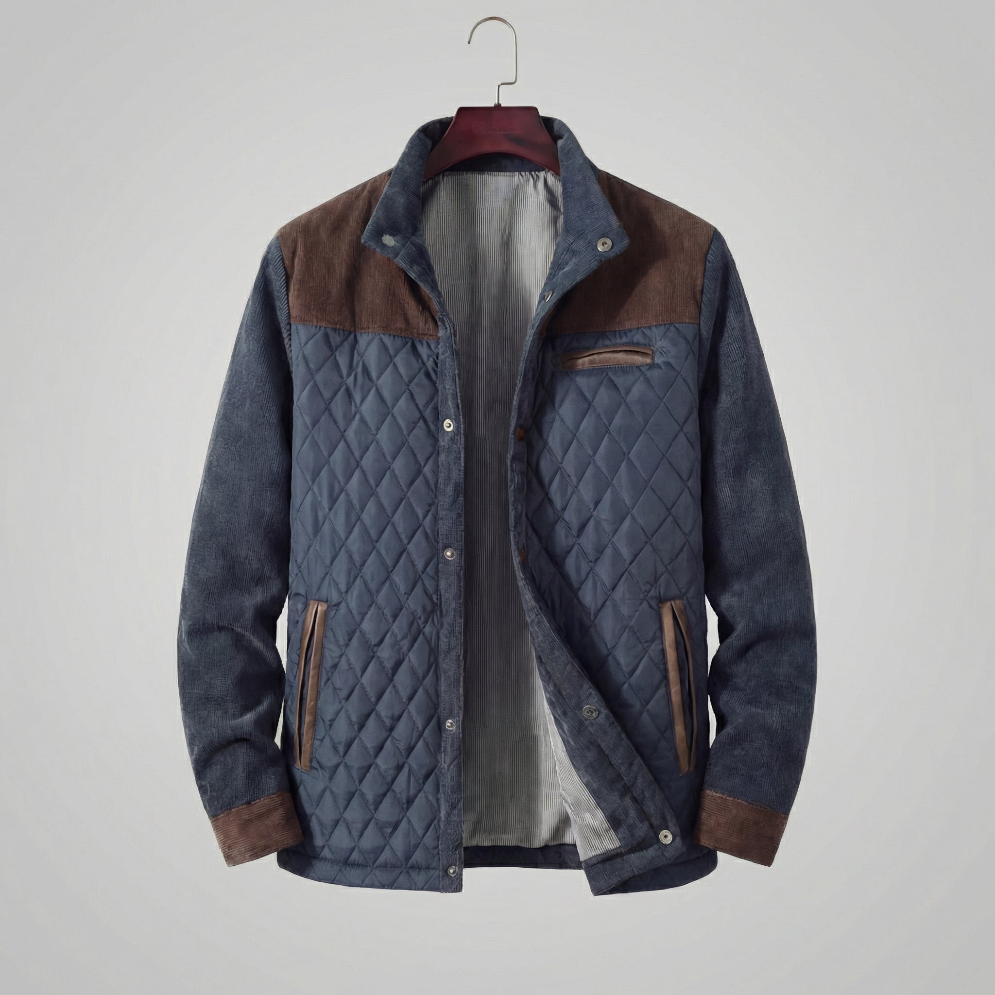 Giacca primaverile trapuntata da uomo con collo alto