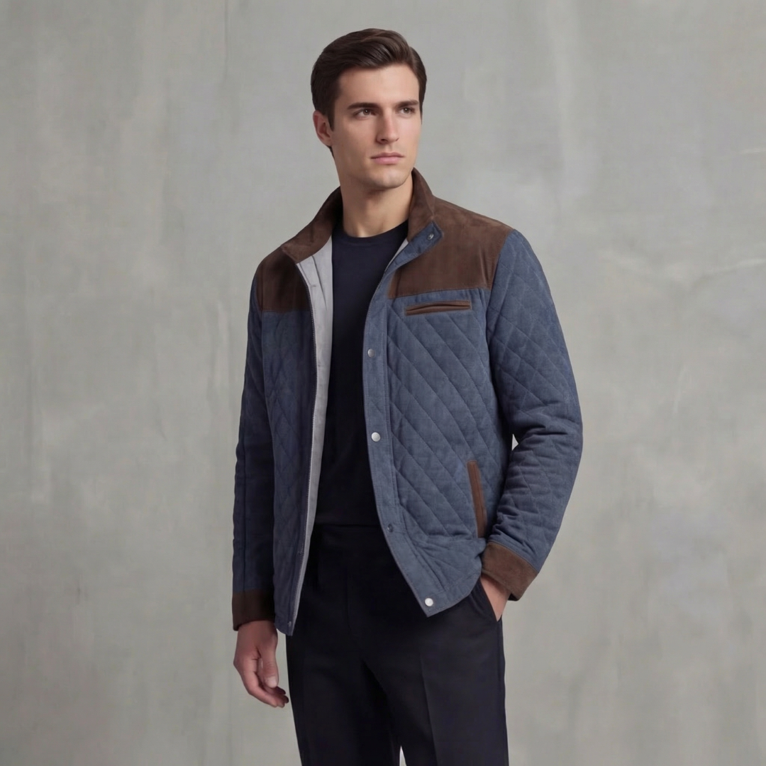 Giacca primaverile trapuntata da uomo con collo alto