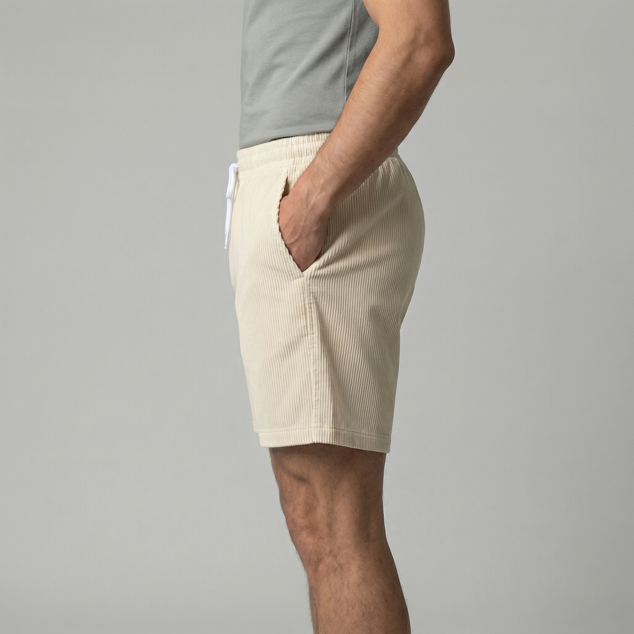 Pantalones Cortos de Pana de Corte Relajado para Hombre
