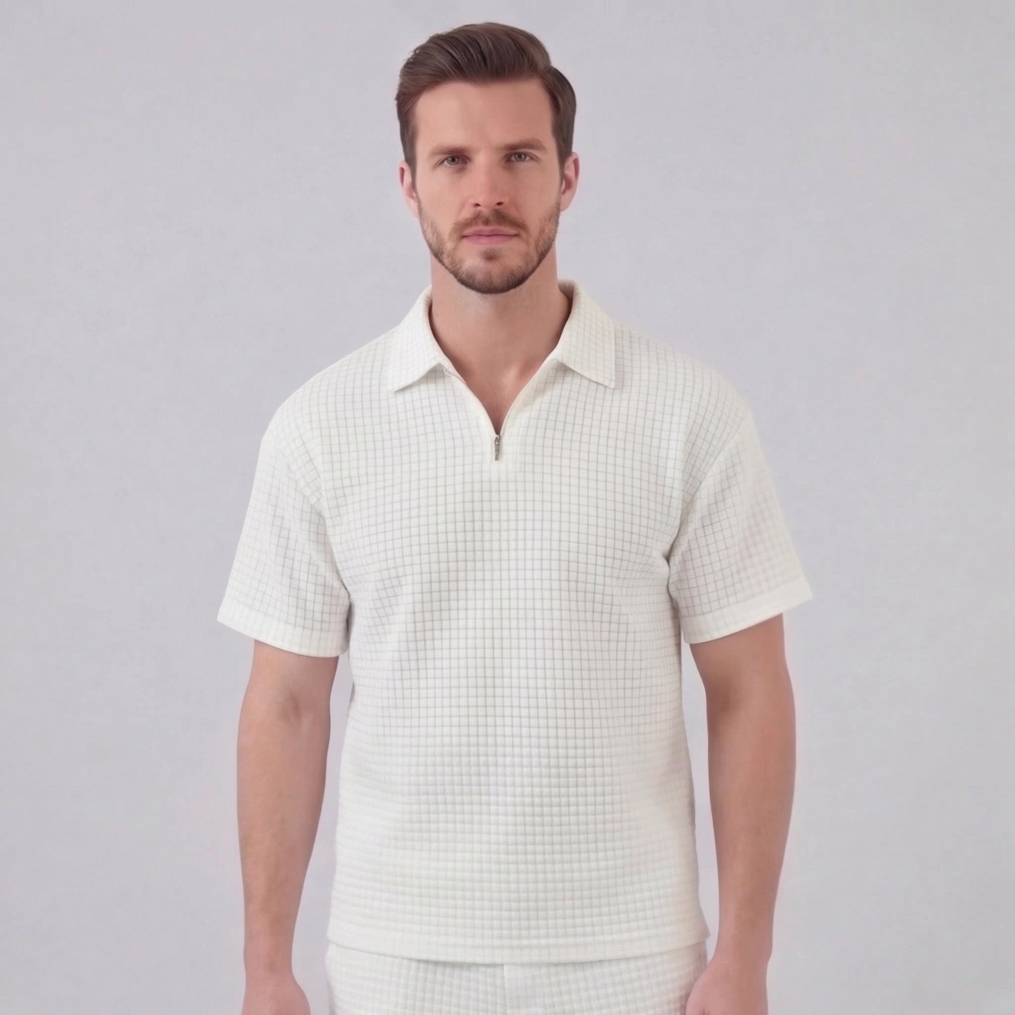 Men's Waffle Knit Short Outfit Summer Set