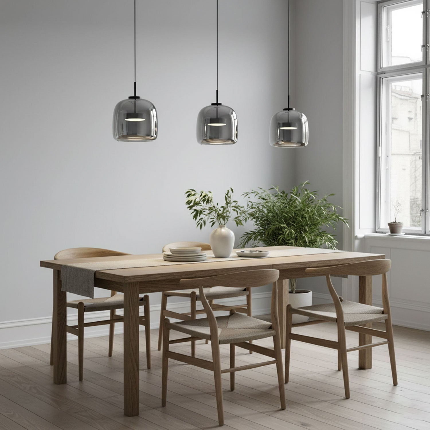 Moderne LED-Hängeleuchte mit Rauchglas-Kuppel, 1-flammig  