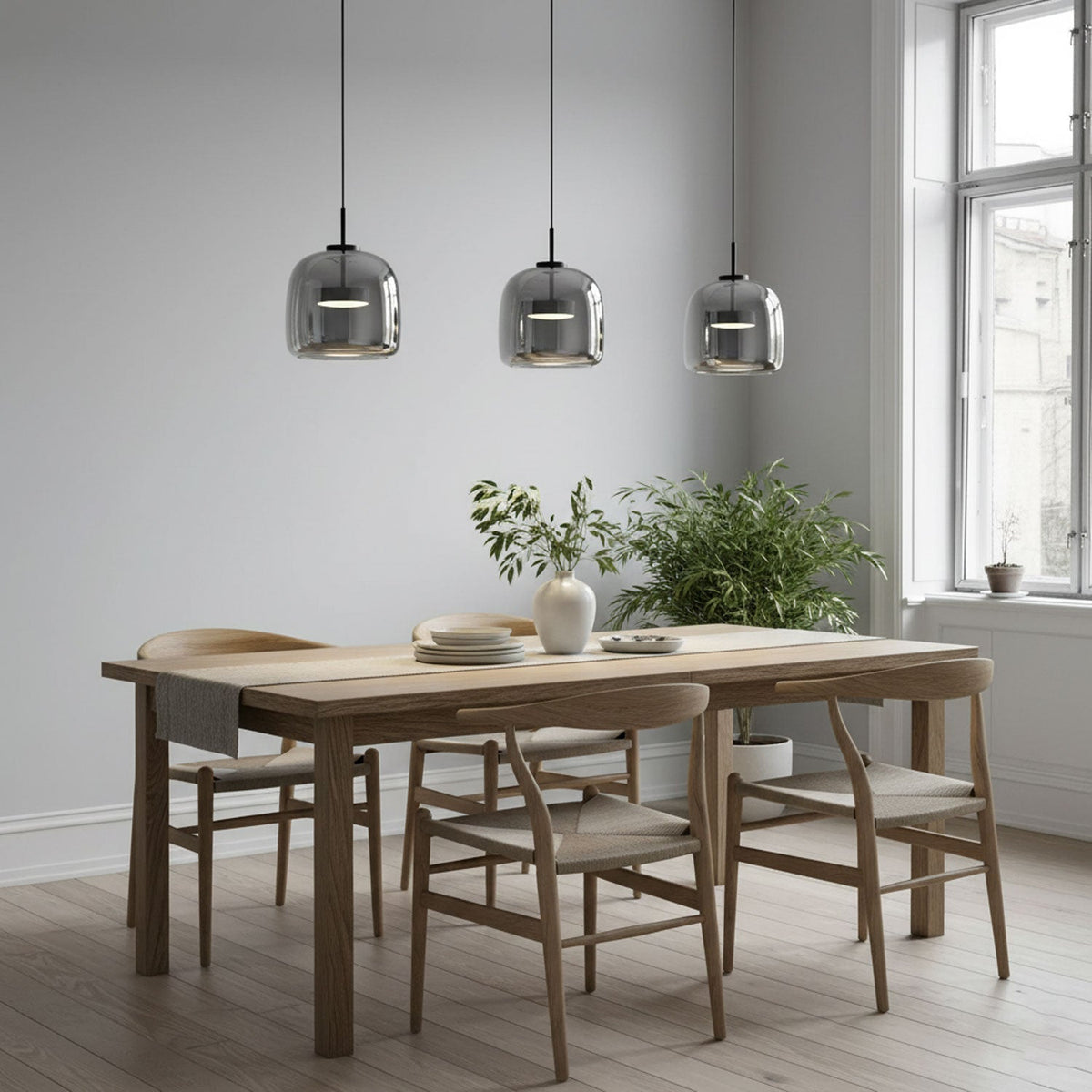 Lámpara colgante LED moderna con cúpula de vidrio ahumado 1 luz