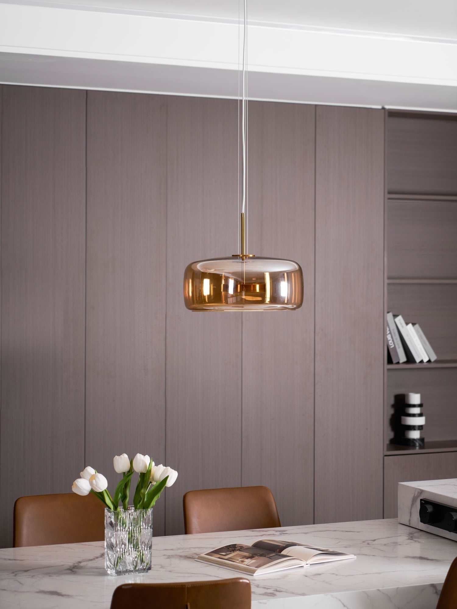 Moderne LED-Hängeleuchte mit Rauchglas-Kuppel, 1-flammig  