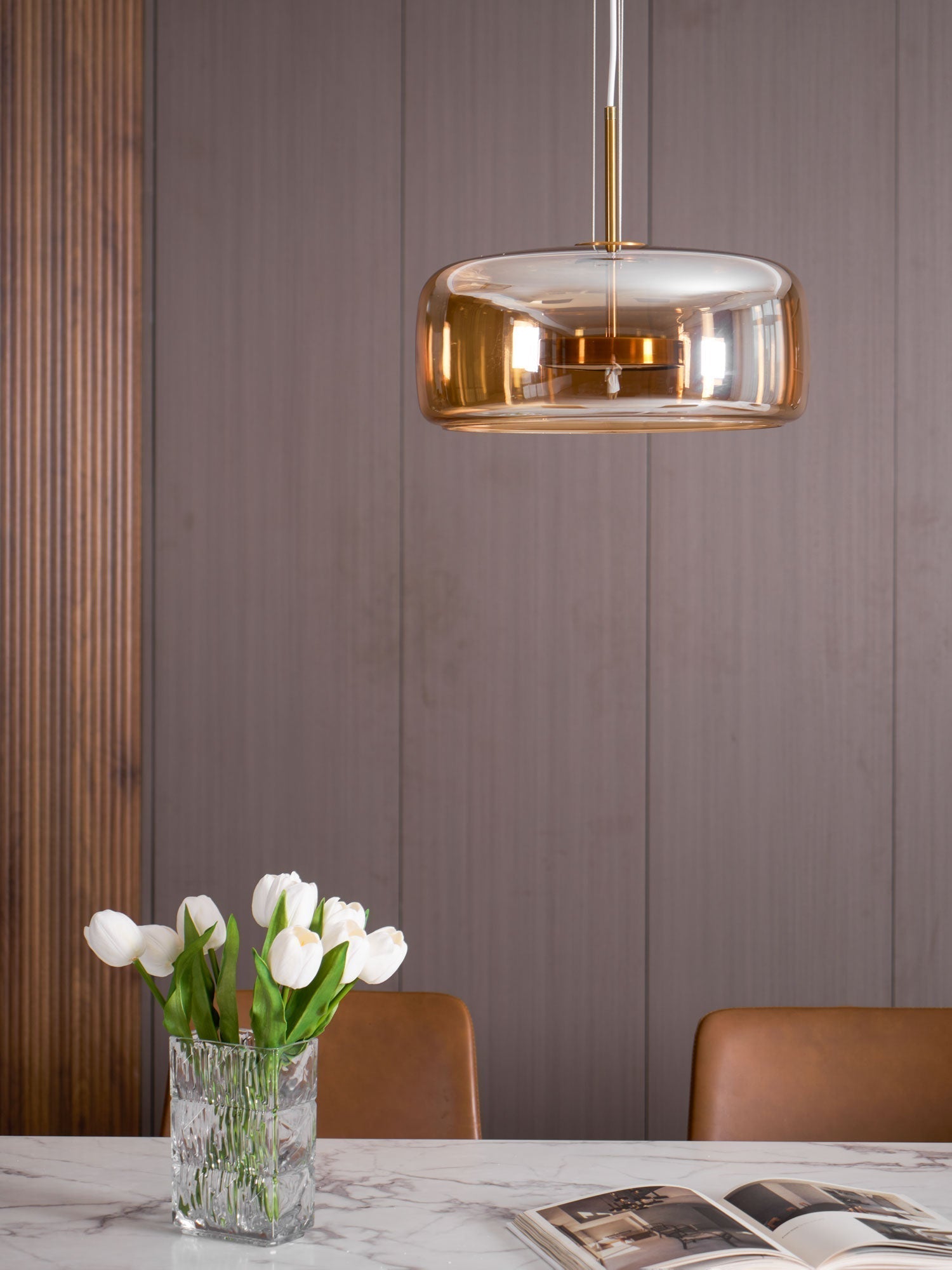 Moderne LED-Hängeleuchte mit Rauchglas-Kuppel, 1-flammig  
