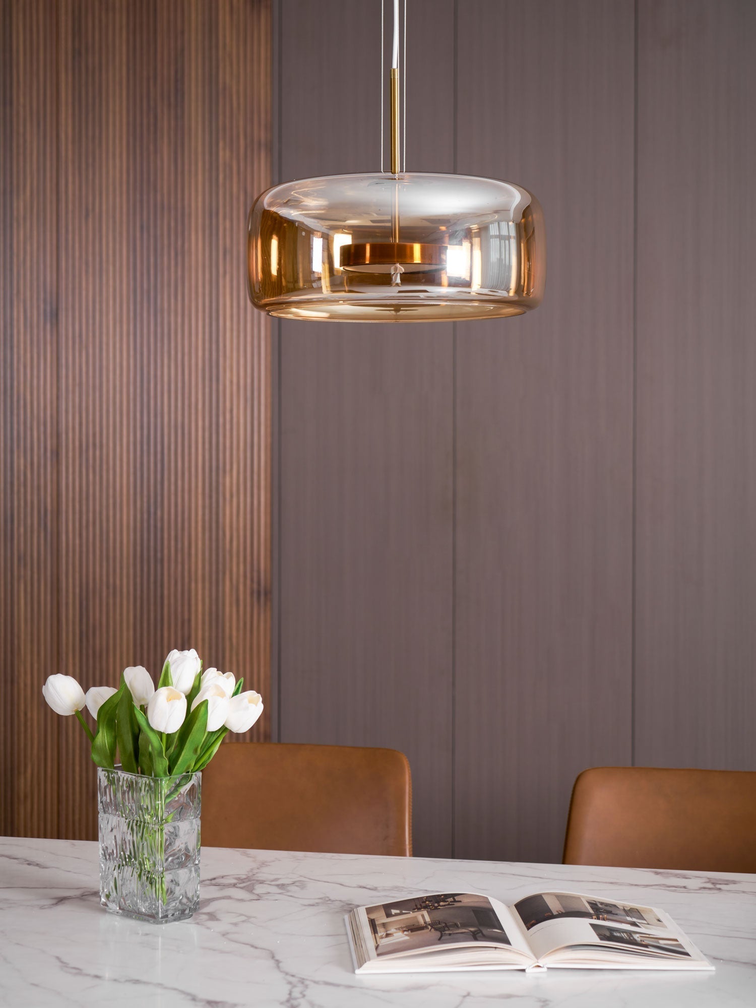 Moderne LED-Hängeleuchte mit Rauchglas-Kuppel, 1-flammig  