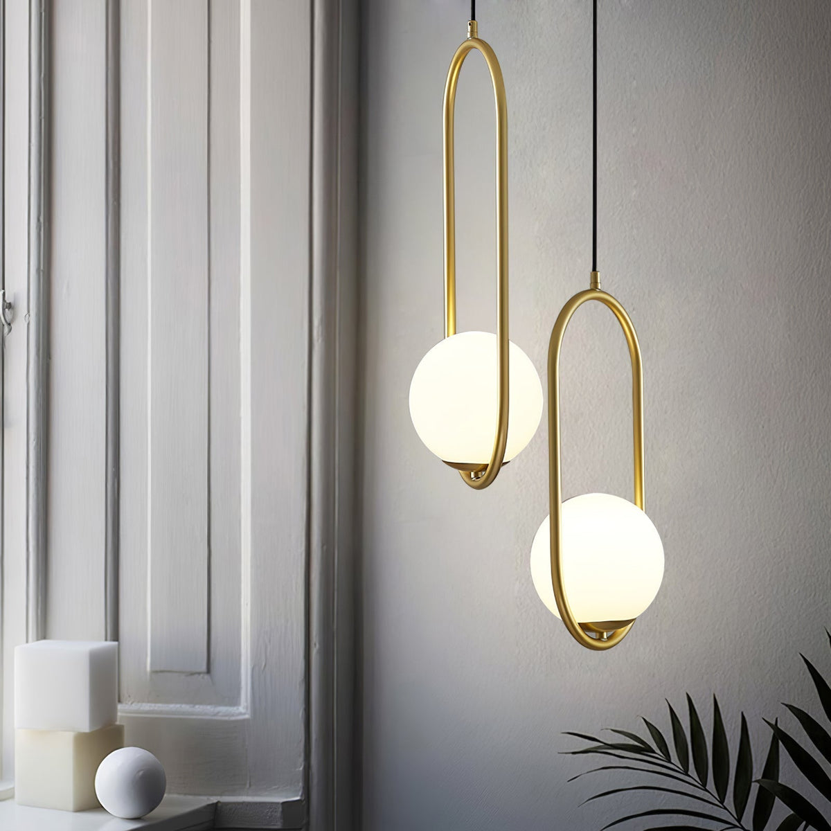 Moderner Messing-Ring-Globus-Glas-Pendelleuchte 1-Flammig