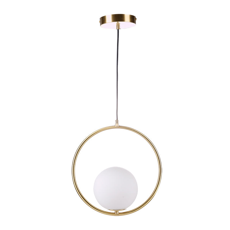 Moderner Messing-Ring-Globus-Glas-Pendelleuchte 1-Flammig