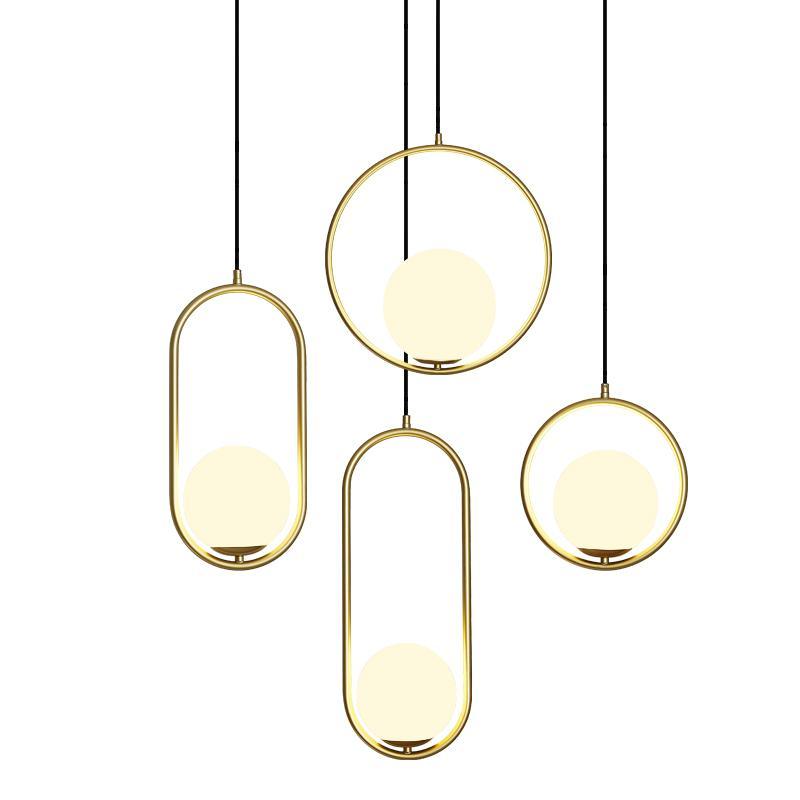 Moderner Messing-Ring-Globus-Glas-Pendelleuchte 1-Flammig