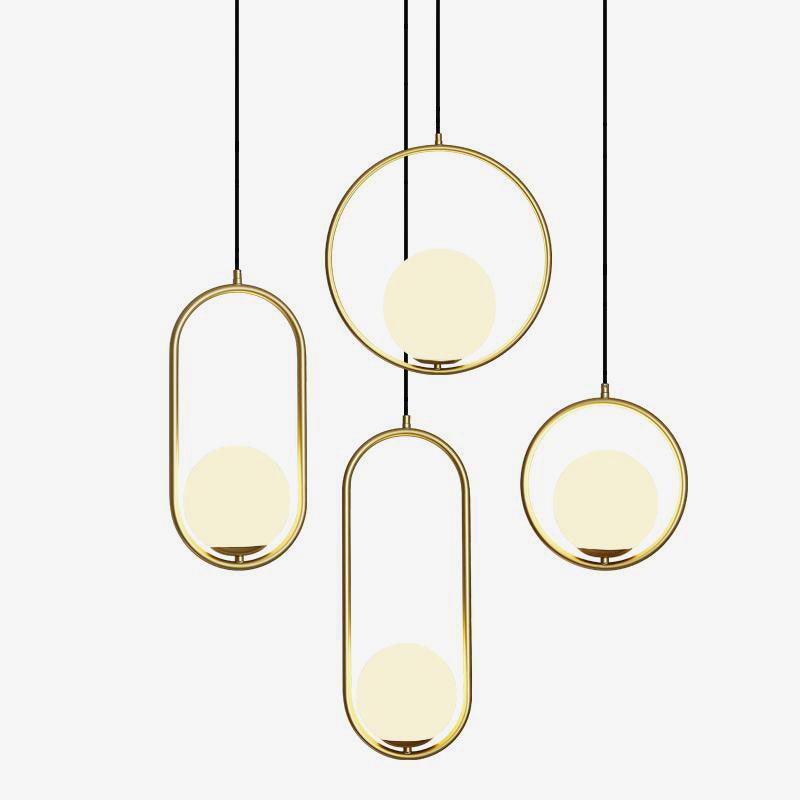Moderner Messing-Ring-Globus-Glas-Pendelleuchte 1-Flammig