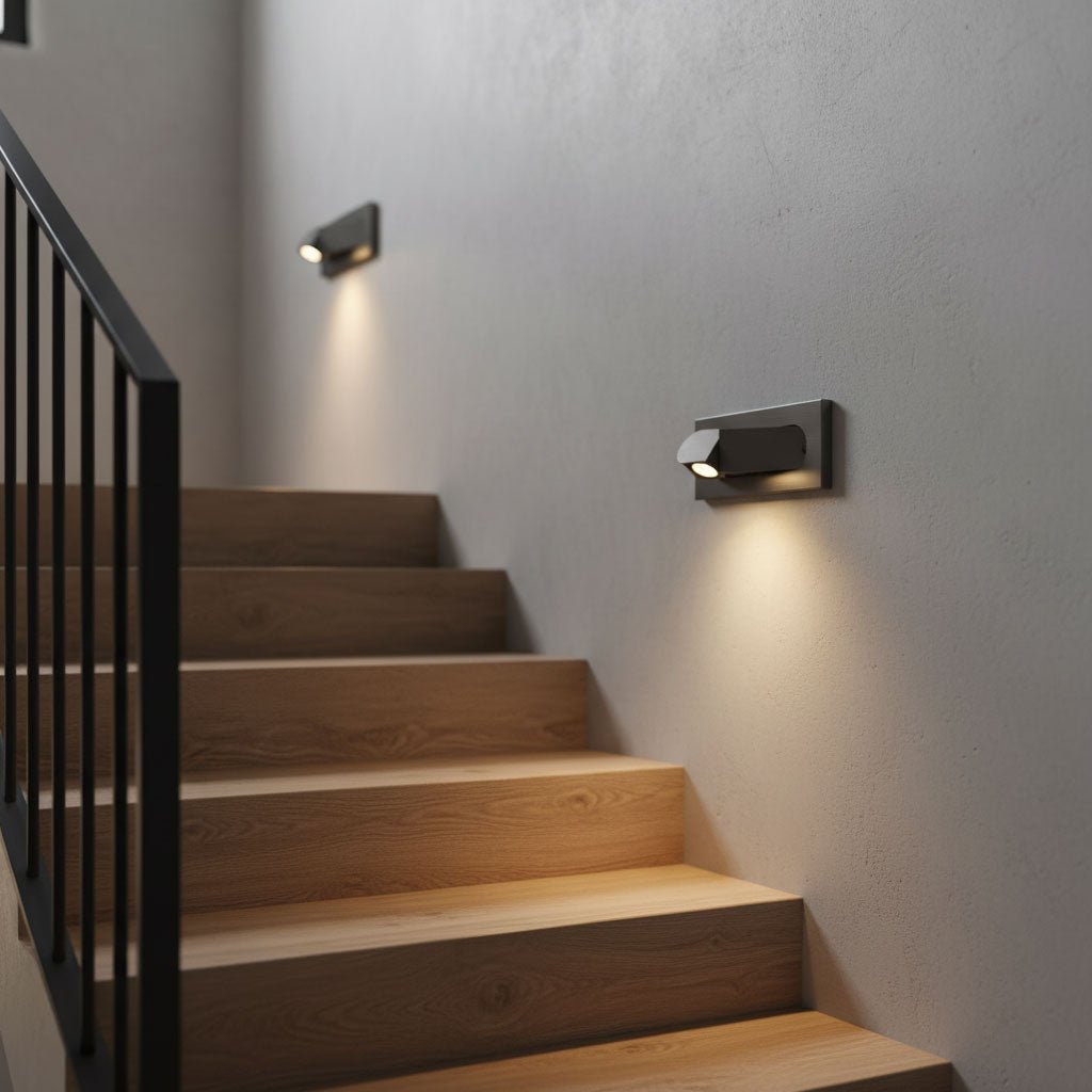Aplique de pared LED rectangular empotrado ajustable moderno 1 luz