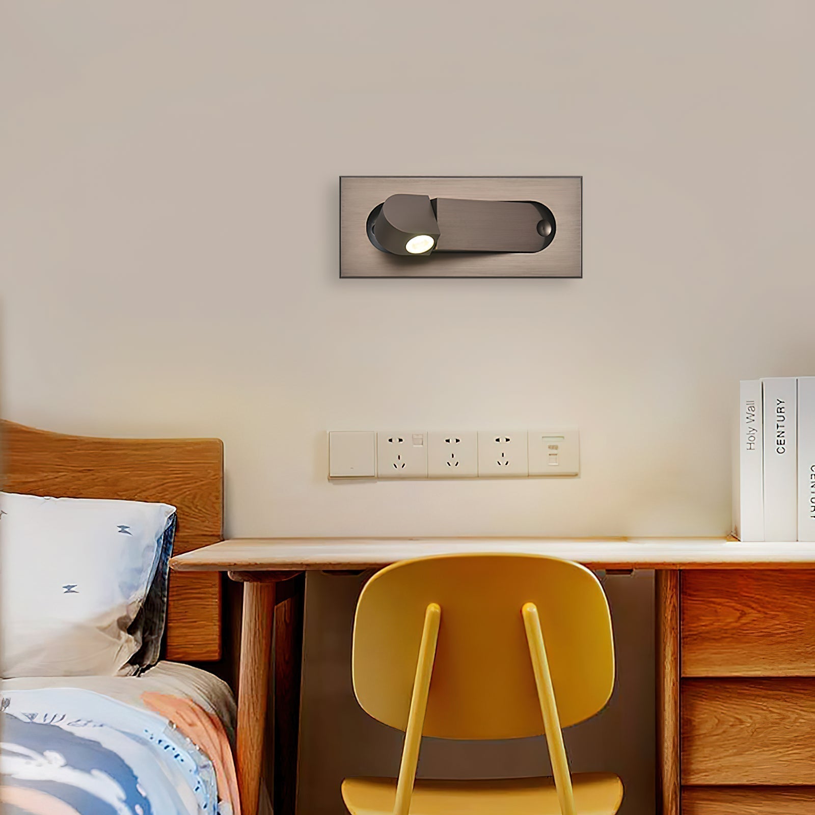 Aplique de pared LED rectangular empotrado ajustable moderno 1 luz
