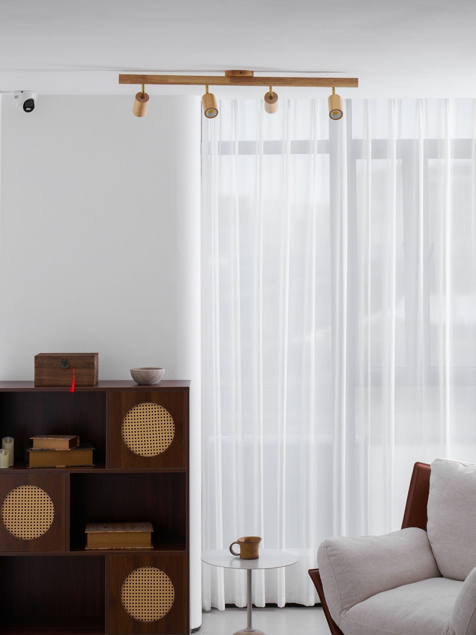 Foco ajustable japonés de madera con LED 1 luz