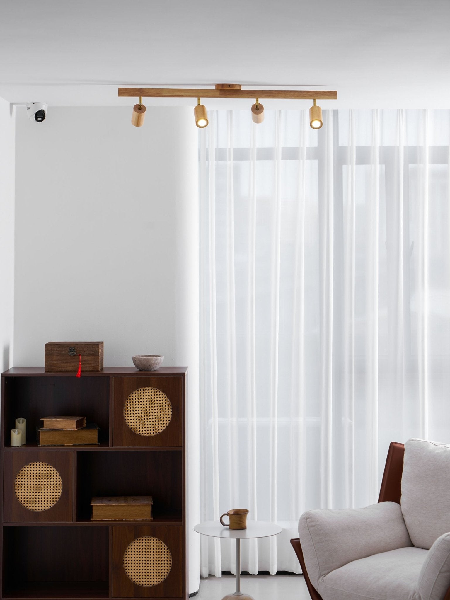 Foco ajustable japonés de madera con LED 1 luz