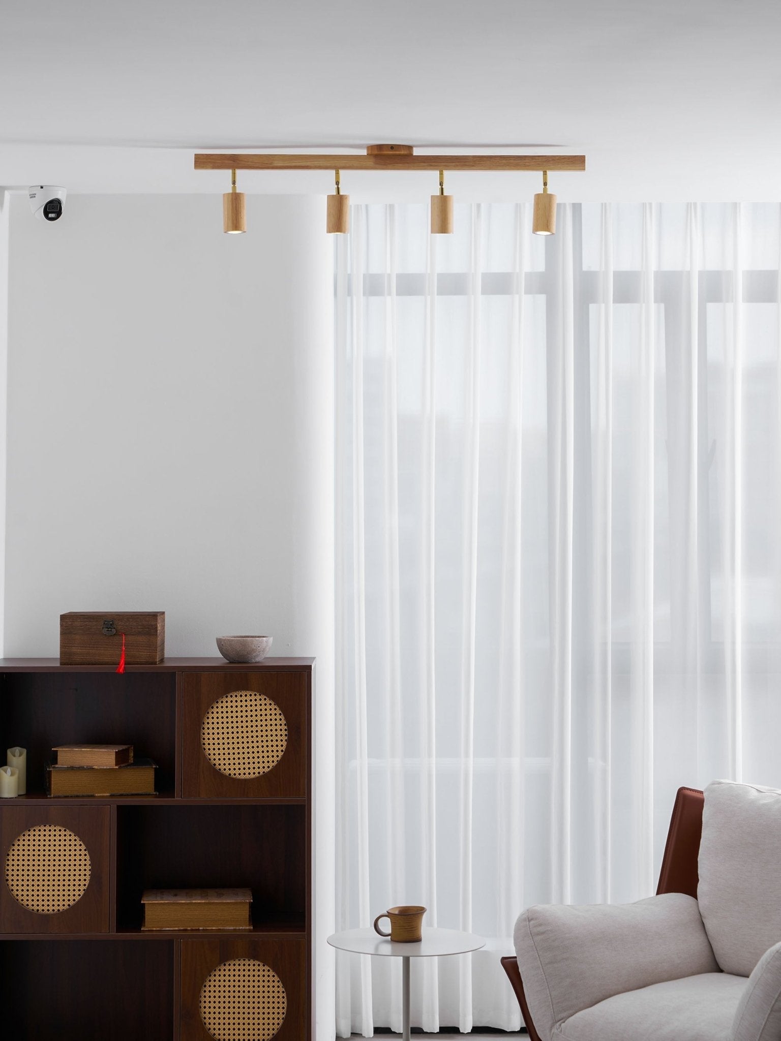 Foco ajustable japonés de madera con LED 1 luz